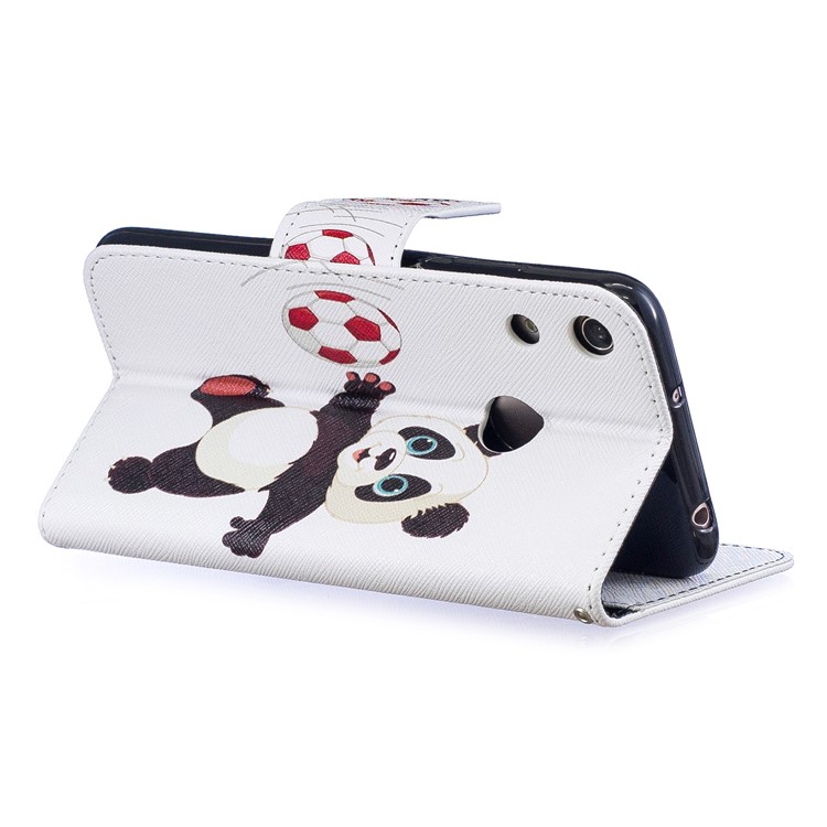 Pattern Printing Wallet Leather Stand Case for Huawei Honor 8A - Panda Playing Football-5