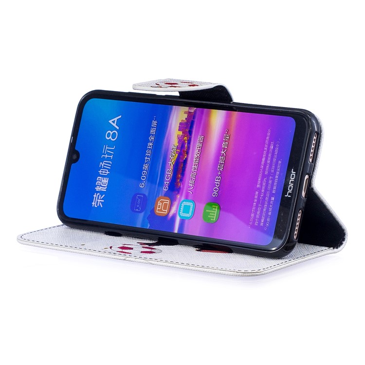 Pattern Printing Wallet Leather Stand Case for Huawei Honor 8A - Panda Playing Football-6