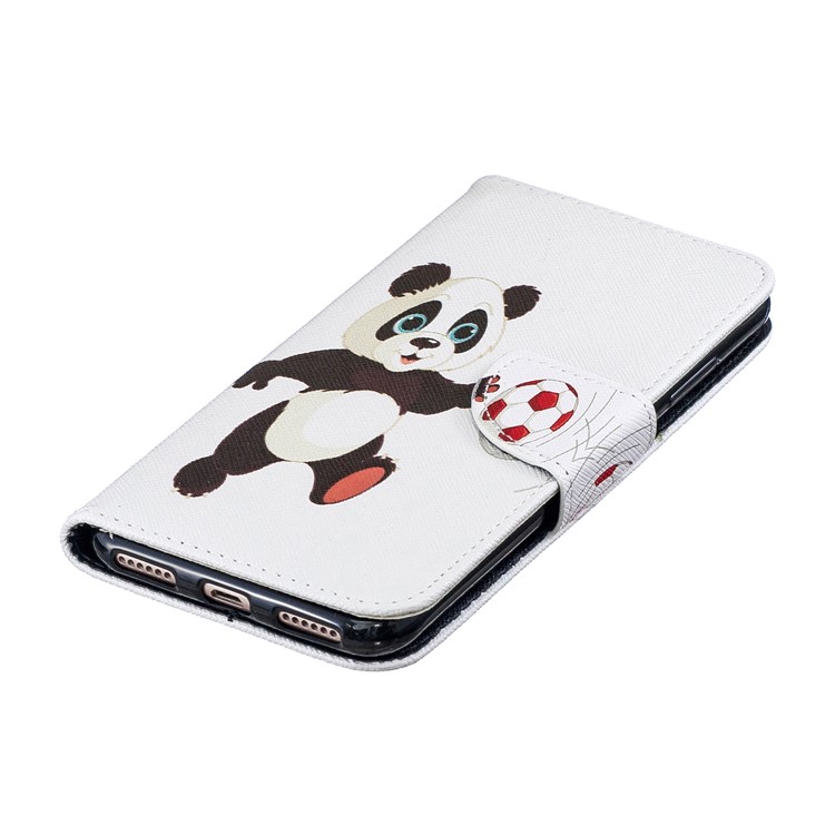 Pattern Printing Wallet Leather Stand Case for Huawei Honor 8A - Panda Playing Football-7