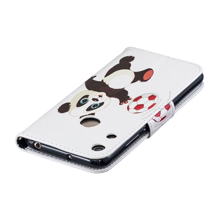 Pattern Printing Wallet Leather Stand Case for Huawei Honor 8A - Panda Playing Football-8