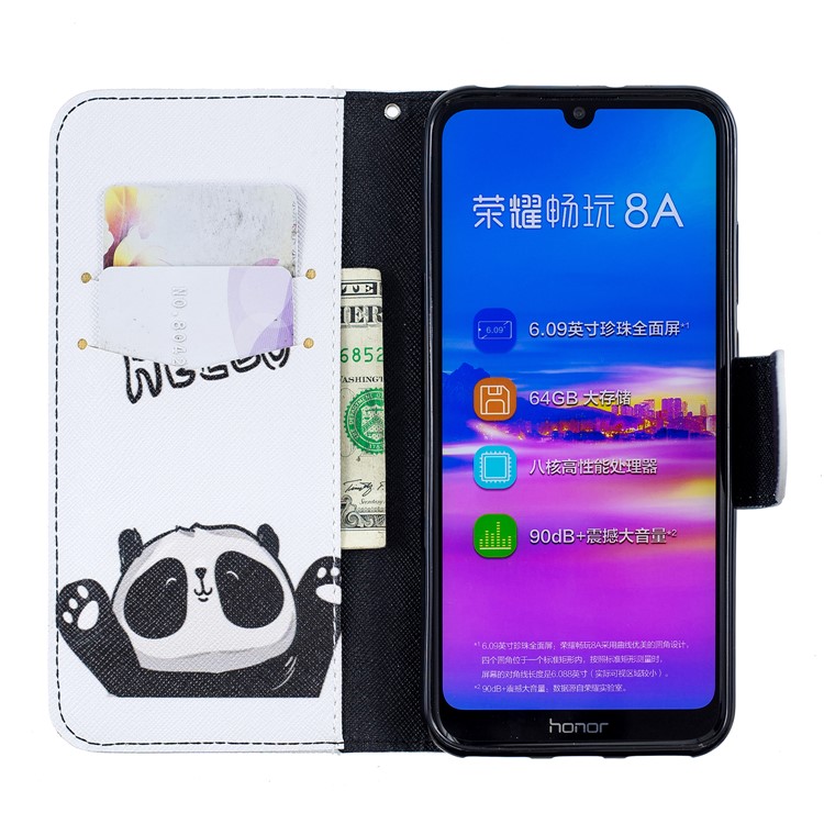 Pattern Printing Wallet Leather Stand Case for Huawei Honor 8A - Cute Panda-4