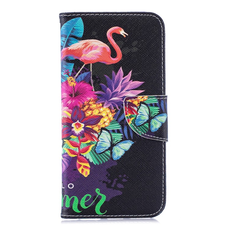 Pattern Printing Wallet Leather Stand Case for Huawei Honor 8A - Crane and Flowers-2