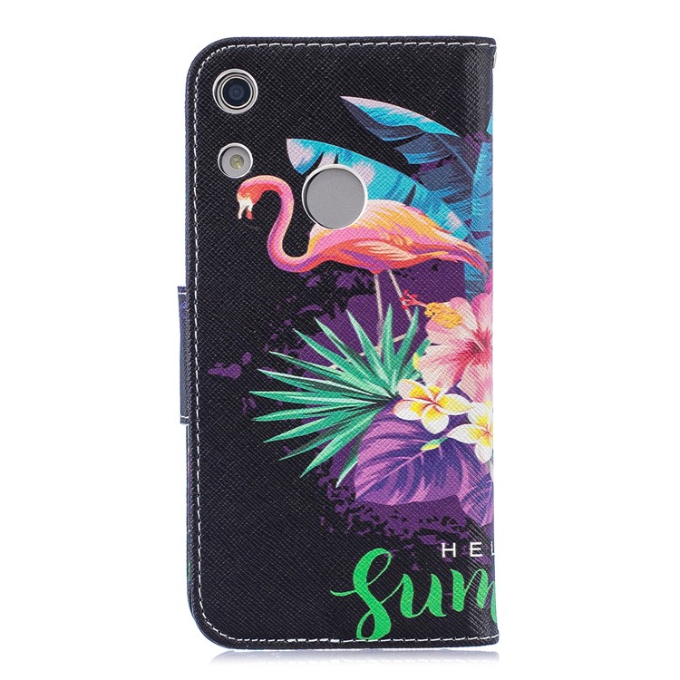 Pattern Printing Wallet Leather Stand Case for Huawei Honor 8A - Crane and Flowers-3
