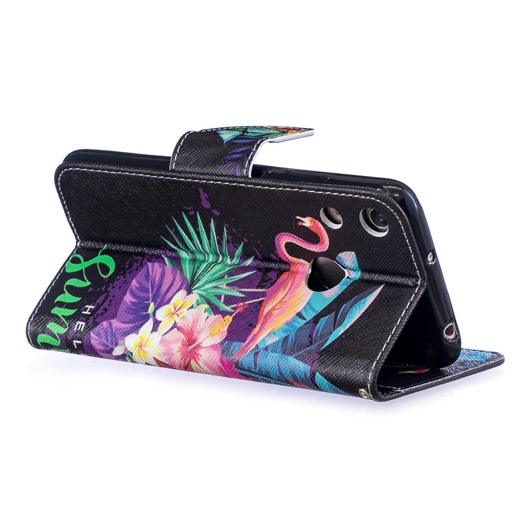 Pattern Printing Wallet Leather Stand Case for Huawei Honor 8A - Crane and Flowers-5