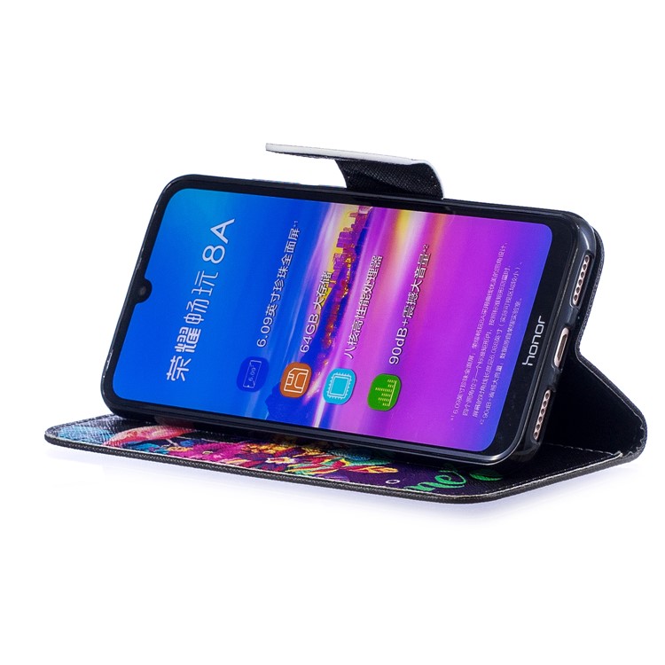Pattern Printing Wallet Leather Stand Case for Huawei Honor 8A - Crane and Flowers-6