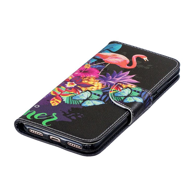 Pattern Printing Wallet Leather Stand Case for Huawei Honor 8A - Crane and Flowers-7