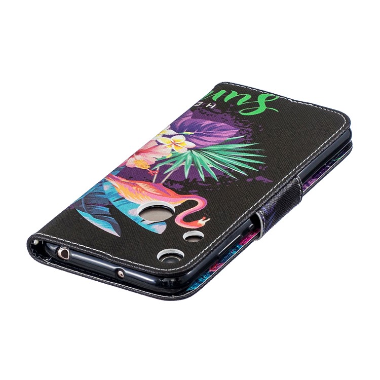 Pattern Printing Wallet Leather Stand Case for Huawei Honor 8A - Crane and Flowers-8