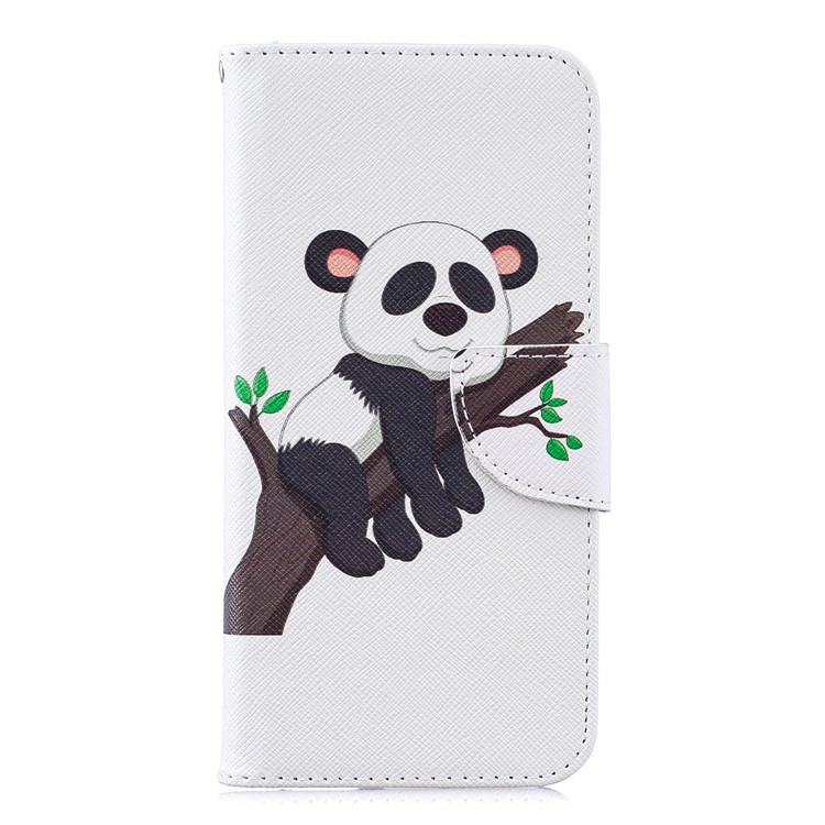 Pattern Printing Wallet Leather Stand Case for Huawei Honor 8A - Panda Climbing Tree-2
