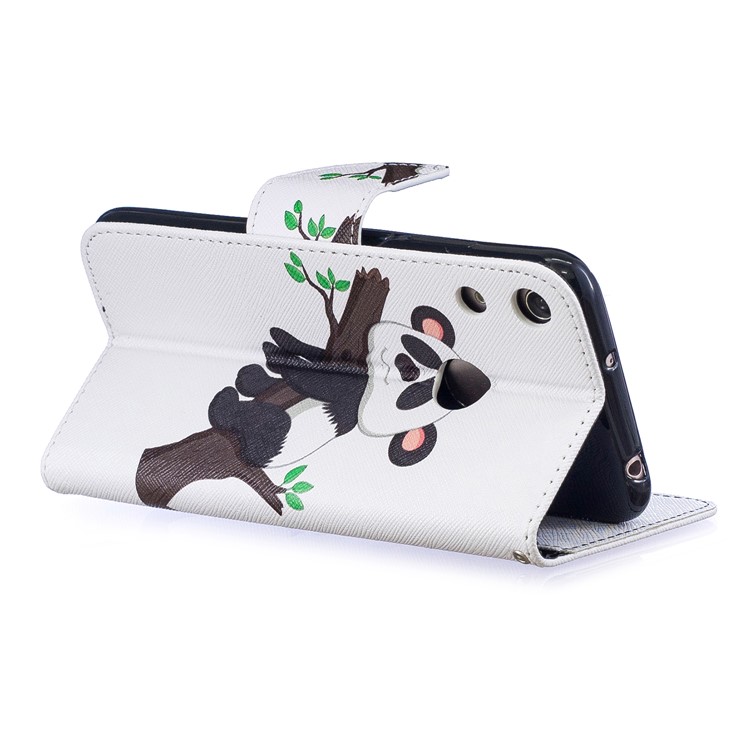 Pattern Printing Wallet Leather Stand Case for Huawei Honor 8A - Panda Climbing Tree-5