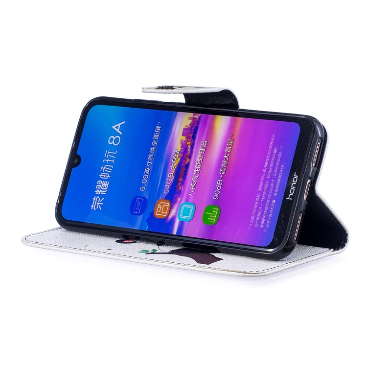 Pattern Printing Wallet Leather Stand Case for Huawei Honor 8A - Panda Climbing Tree-6