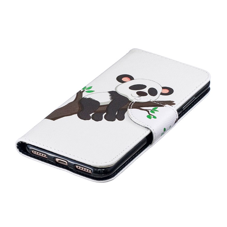 Pattern Printing Wallet Leather Stand Case for Huawei Honor 8A - Panda Climbing Tree-7
