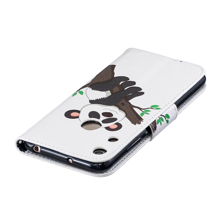 Pattern Printing Wallet Leather Stand Case for Huawei Honor 8A - Panda Climbing Tree-8