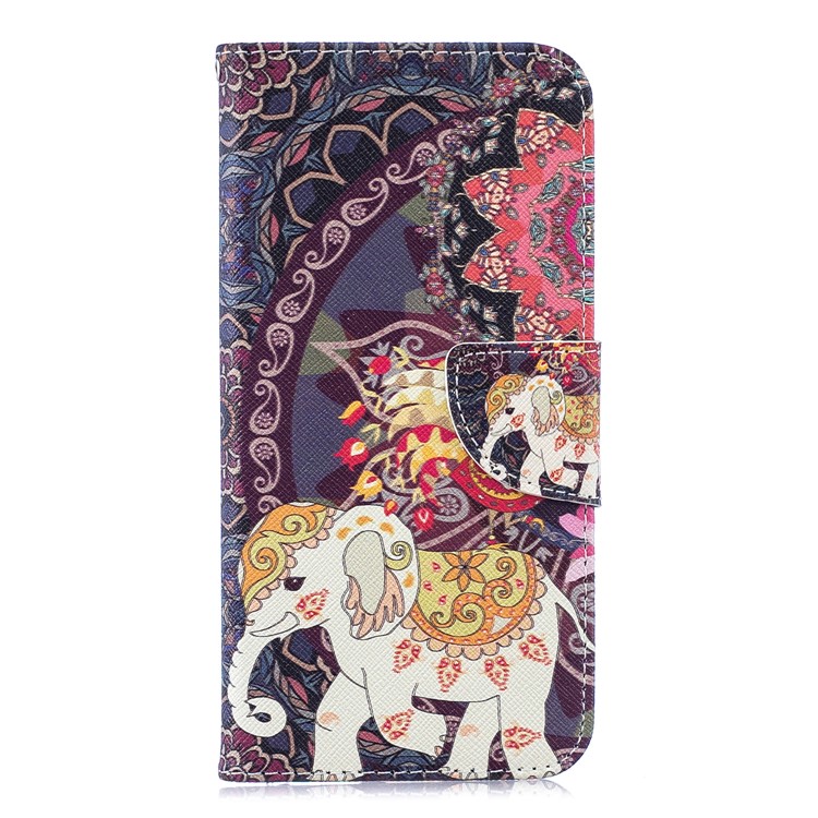 Pattern Printing Wallet Leather Stand Case for Huawei Honor 8A - Flower and Elephant-2
