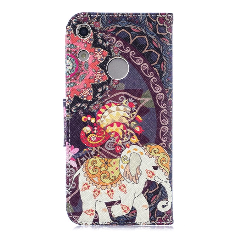 Pattern Printing Wallet Leather Stand Case for Huawei Honor 8A - Flower and Elephant-3
