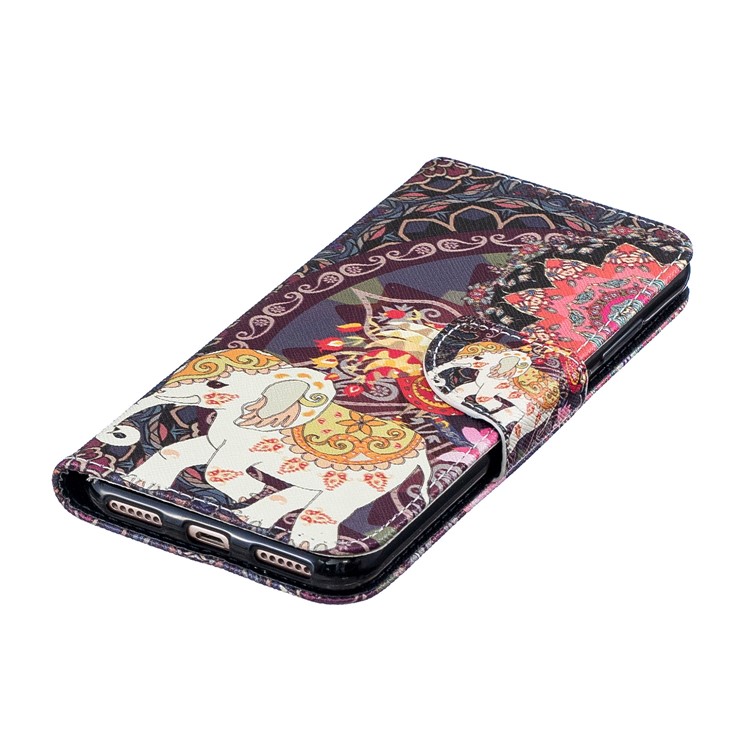 Pattern Printing Wallet Leather Stand Case for Huawei Honor 8A - Flower and Elephant-7