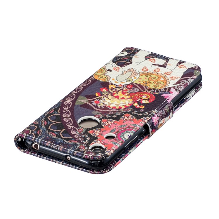 Pattern Printing Wallet Leather Stand Case for Huawei Honor 8A - Flower and Elephant-8