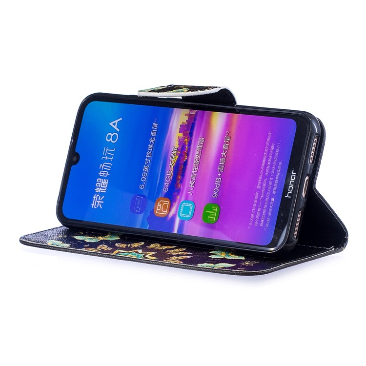 Pattern Printing Wallet Leather Stand Case for Huawei Honor 8A - Colorized Butterfly-6