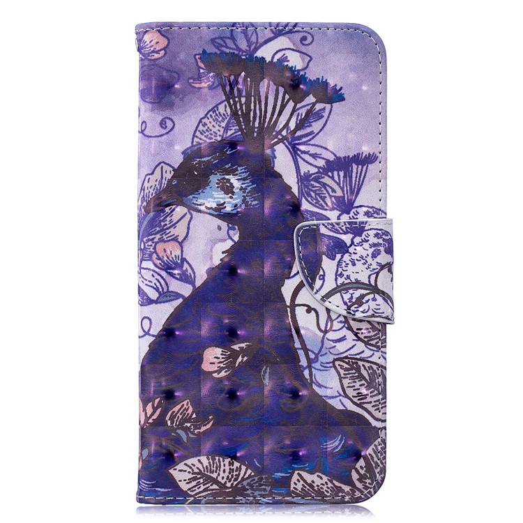 Pattern Printing Light Spot Decor Leather Wallet Case for Huawei Y7 (2019) - Peacock-2