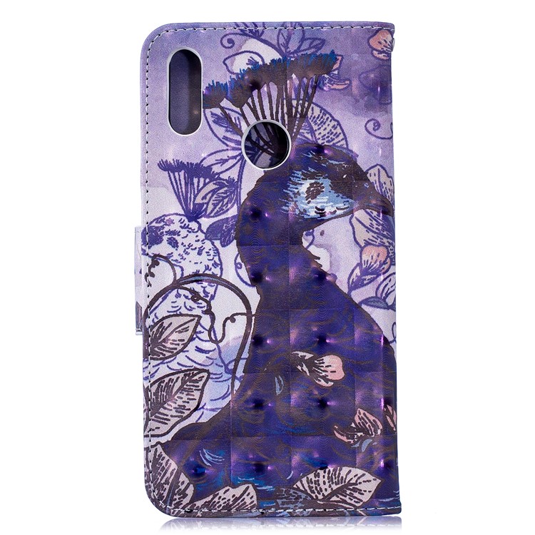 Pattern Printing Light Spot Decor Leather Wallet Case for Huawei Y7 (2019) - Peacock-3