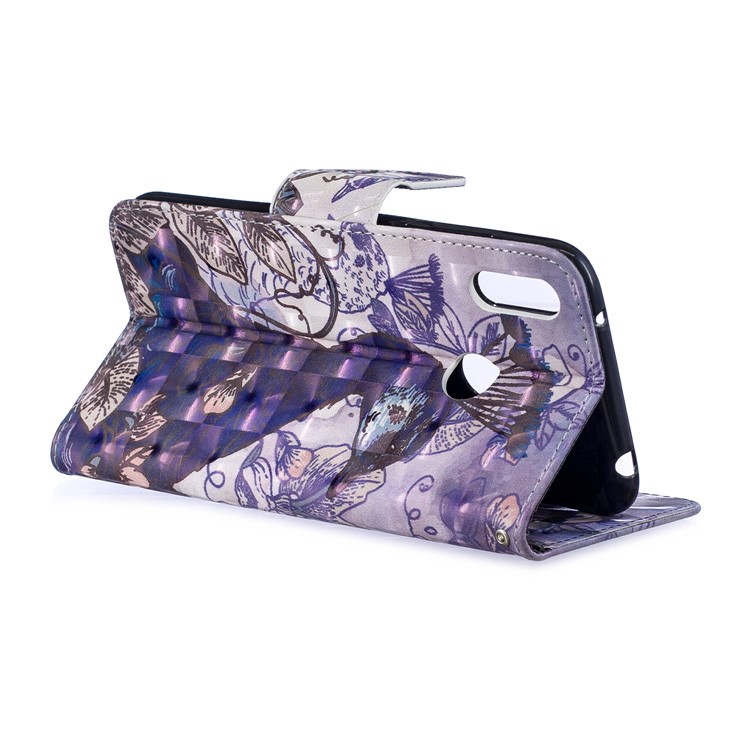 Pattern Printing Light Spot Decor Leather Wallet Case for Huawei Y7 (2019) - Peacock-5