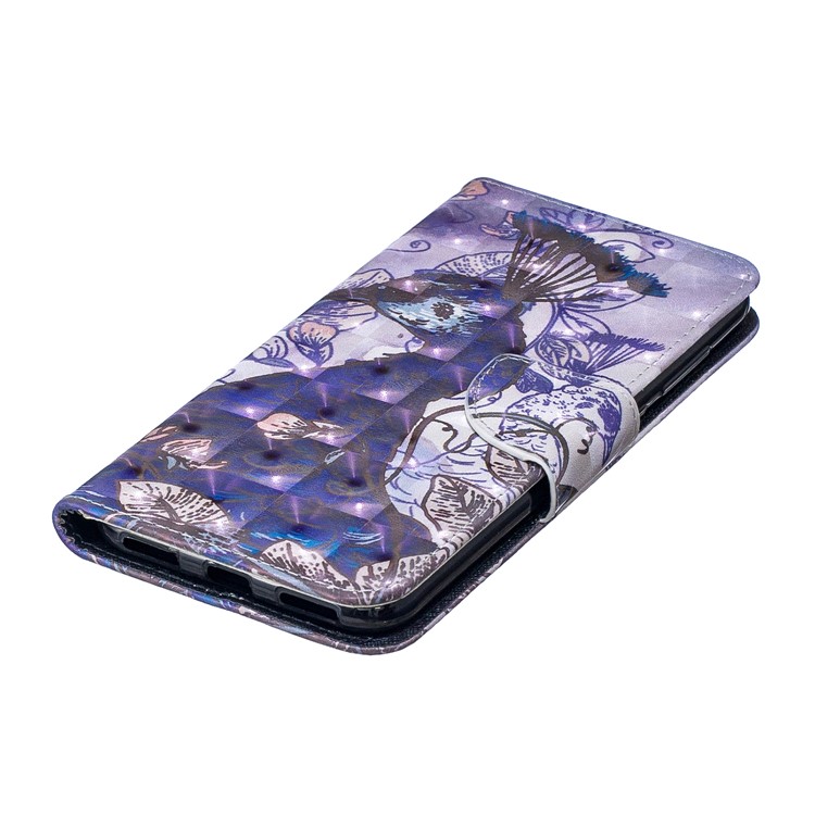 Pattern Printing Light Spot Decor Leather Wallet Case for Huawei Y7 (2019) - Peacock-7