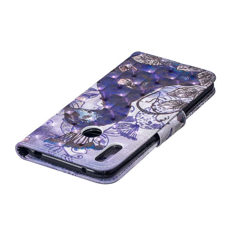 Pattern Printing Light Spot Decor Leather Wallet Case for Huawei Y7 (2019) - Peacock-8