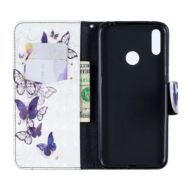 Pattern Printing Light Spot Decor Leather Wallet Case for Huawei Y7 (2019) - Beautiful Butterfly-4