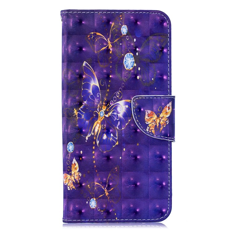 Pattern Printing Light Spot Decor Leather Wallet Case for Huawei Y7 (2019) - Vivid Butterfly-2