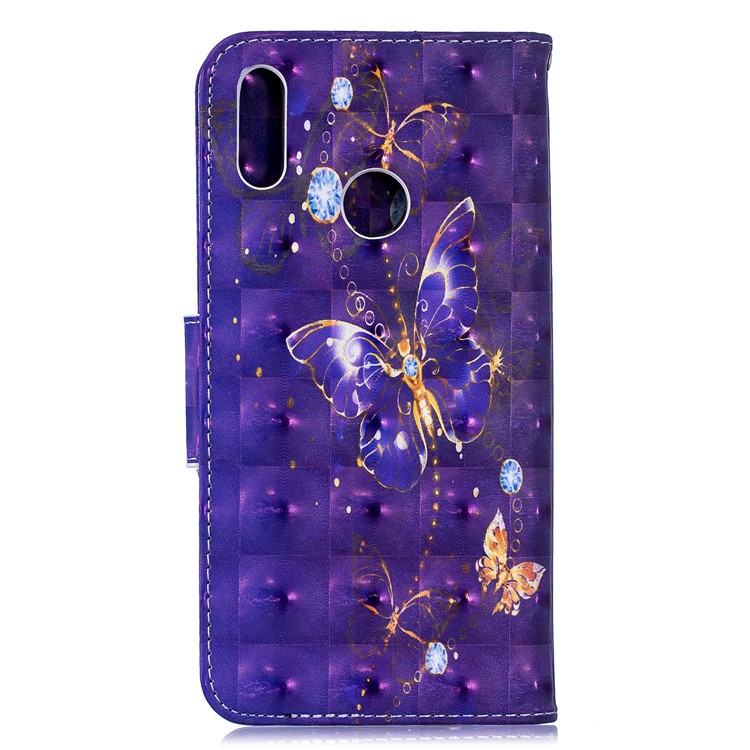 Pattern Printing Light Spot Decor Leather Wallet Case for Huawei Y7 (2019) - Vivid Butterfly-3