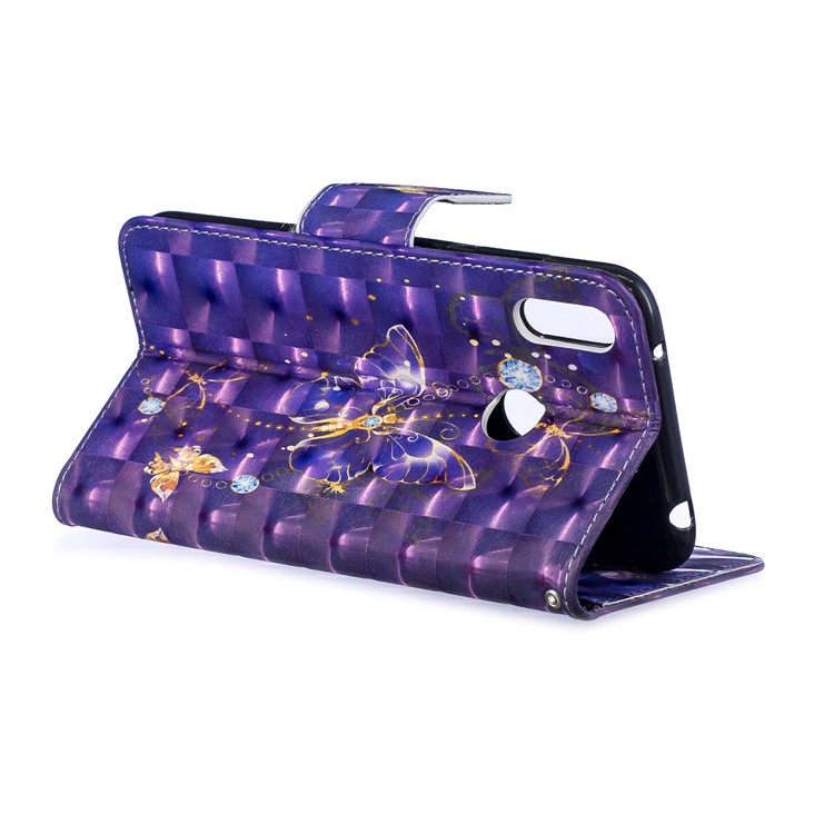 Pattern Printing Light Spot Decor Leather Wallet Case for Huawei Y7 (2019) - Vivid Butterfly-5