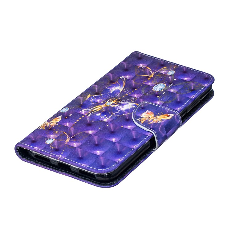 Pattern Printing Light Spot Decor Leather Wallet Case for Huawei Y7 (2019) - Vivid Butterfly-7