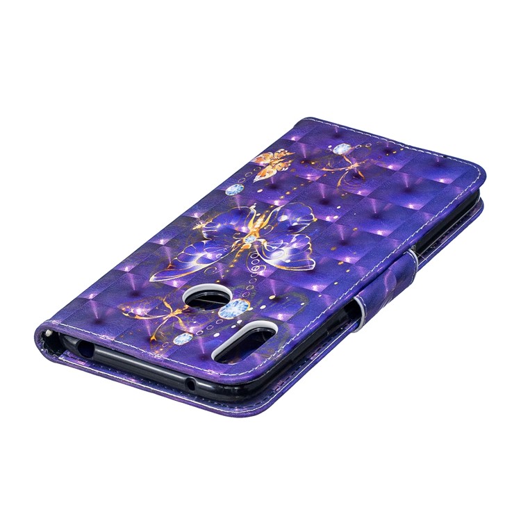 Pattern Printing Light Spot Decor Leather Wallet Case for Huawei Y7 (2019) - Vivid Butterfly-8