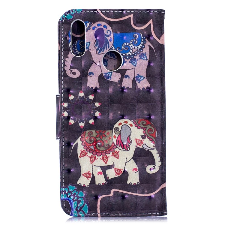 Pattern Printing Light Spot Decor Leather Wallet Case for Huawei Y7 (2019) - Elephant-3