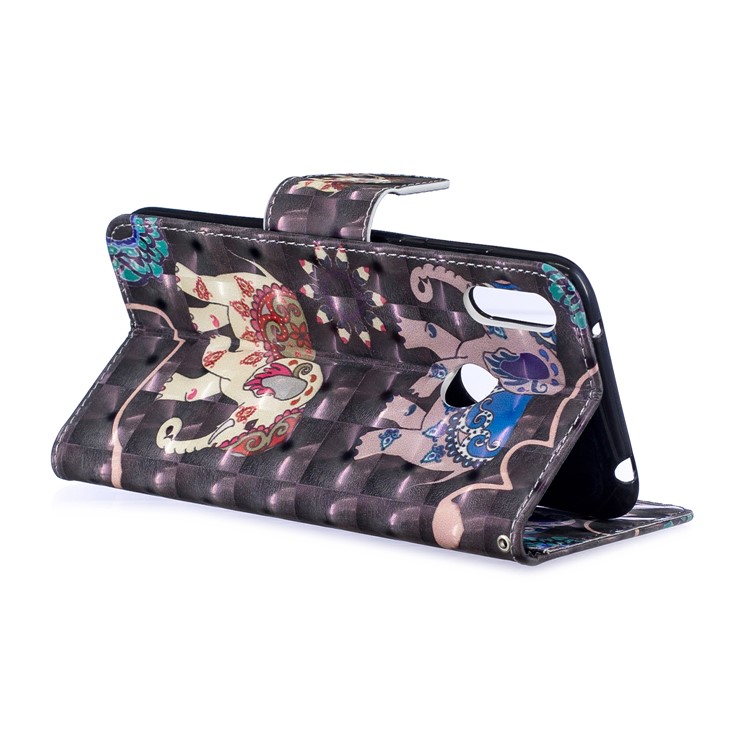 Pattern Printing Light Spot Decor Leather Wallet Case for Huawei Y7 (2019) - Elephant-5