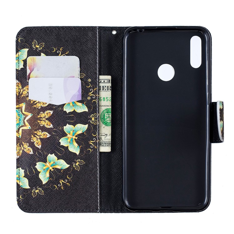 Pattern Printing Wallet Leather Stand Case for Huawei Y7 (2019) - Colorized Butterfly-4