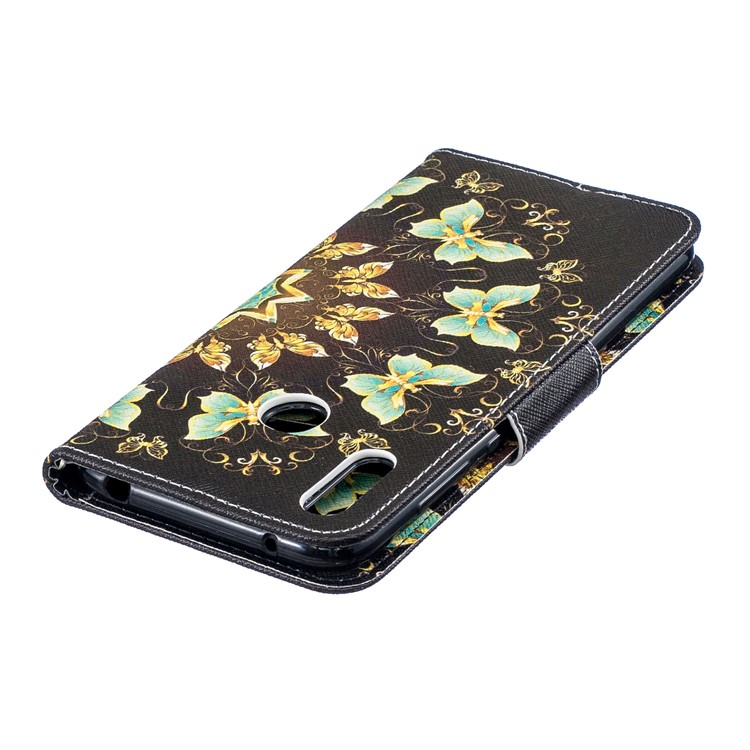 Pattern Printing Wallet Leather Stand Case for Huawei Y7 (2019) - Colorized Butterfly-8