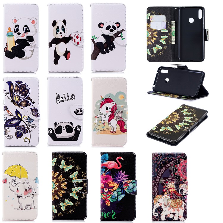 Pattern Printing Wallet Leather Stand Case for Huawei Y7 (2019) - Colorized Butterfly-9