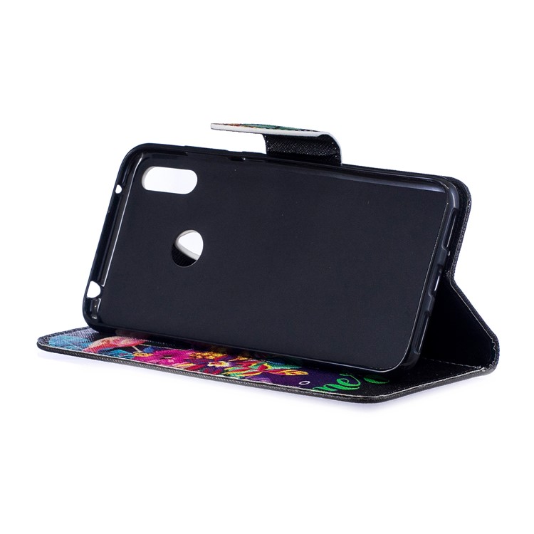 Pattern Printing Wallet Leather Stand Case for Huawei Y7 (2019) - Crane and Flowers-6