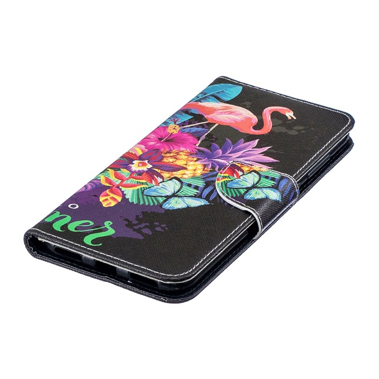 Pattern Printing Wallet Leather Stand Case for Huawei Y7 (2019) - Crane and Flowers-7