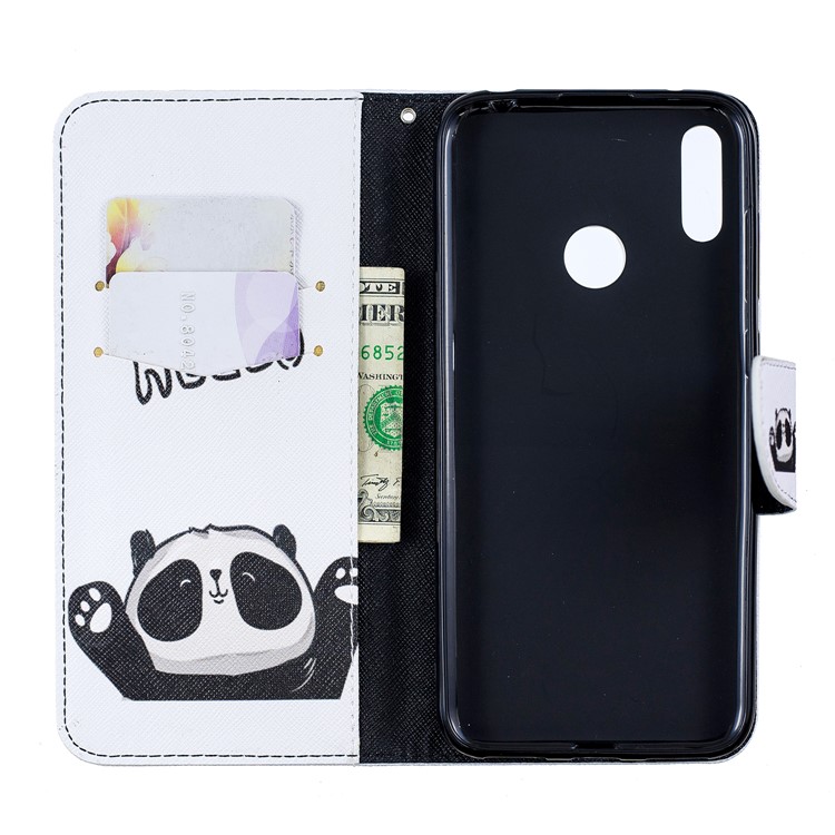 Pattern Printing Wallet Leather Stand Case for Huawei Y7 (2019) - Cute Panda-4