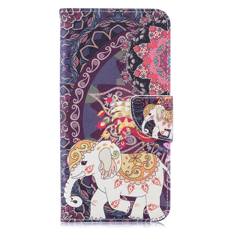 Padrão De Impressão Carteira Estojo De Couro Para Huawei Y7 (2019) - Flor E Elefante-2