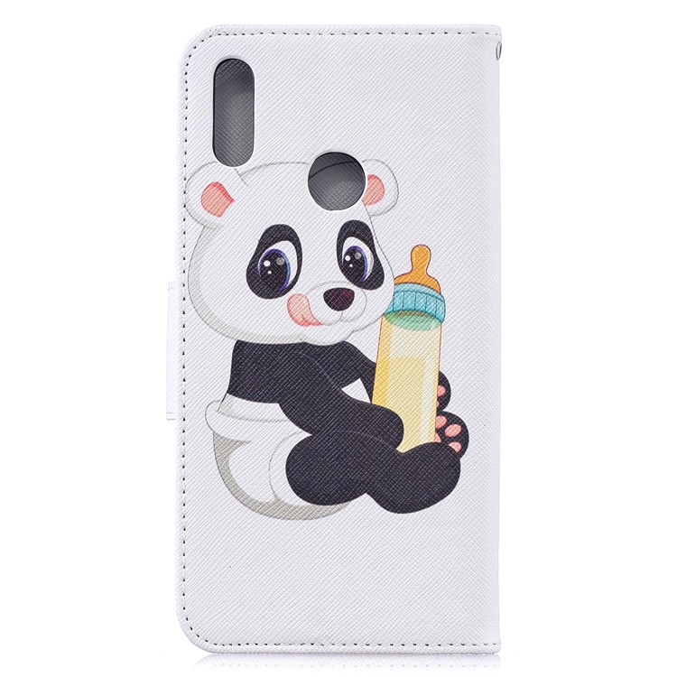 Pattern Printing Wallet Leather Stand Case for Huawei Y7 (2019) - Panda Holding a Bottle-3