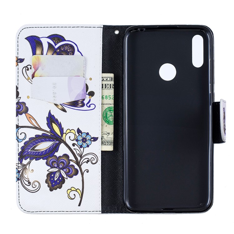 Pattern Printing Wallet Leather Stand Case for Huawei Y7 (2019) - Butterfly Pattern-4