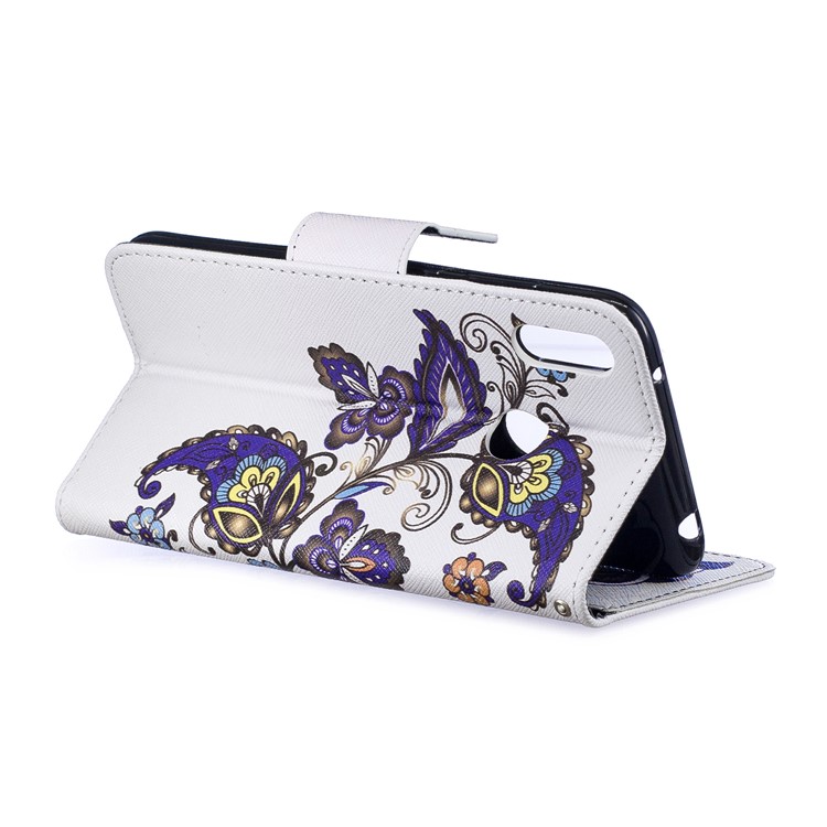 Pattern Printing Wallet Stand de Cuero Para Huawei Y7 (2019) - Patrón de Mariposa