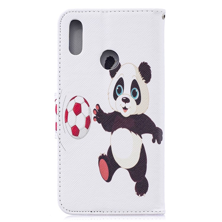 Pattern Printing Wallet Leather Stand Case for Huawei Y7 (2019) - Panda Playing Football-3
