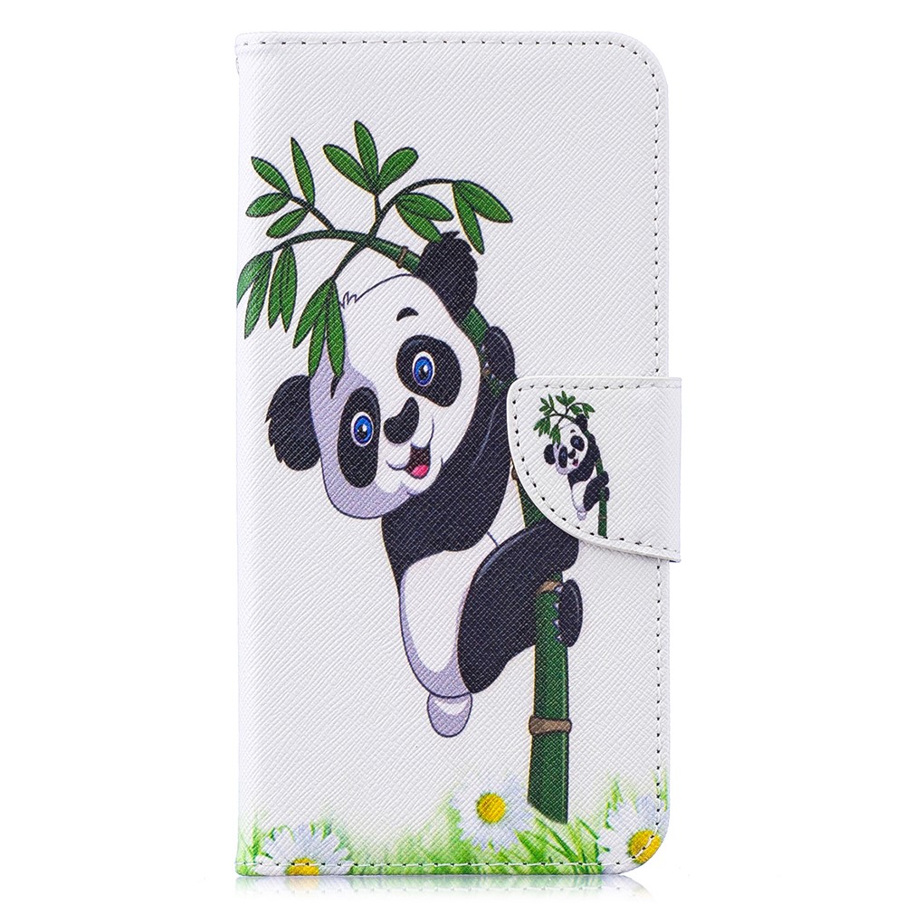 Padrão Printing Leather Wallet Case Para Huawei Y7 (2019) - Padrão Panda-2