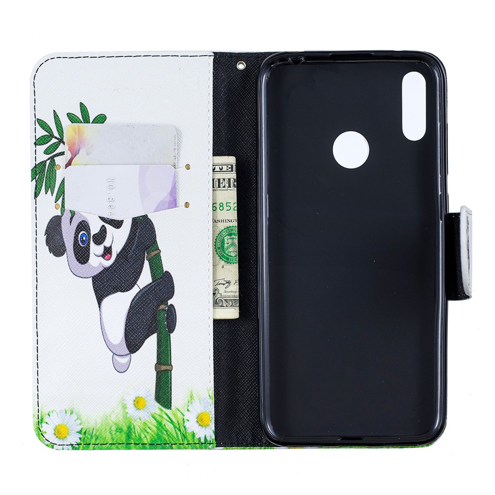 Padrão Printing Leather Wallet Case Para Huawei Y7 (2019) - Padrão Panda-4