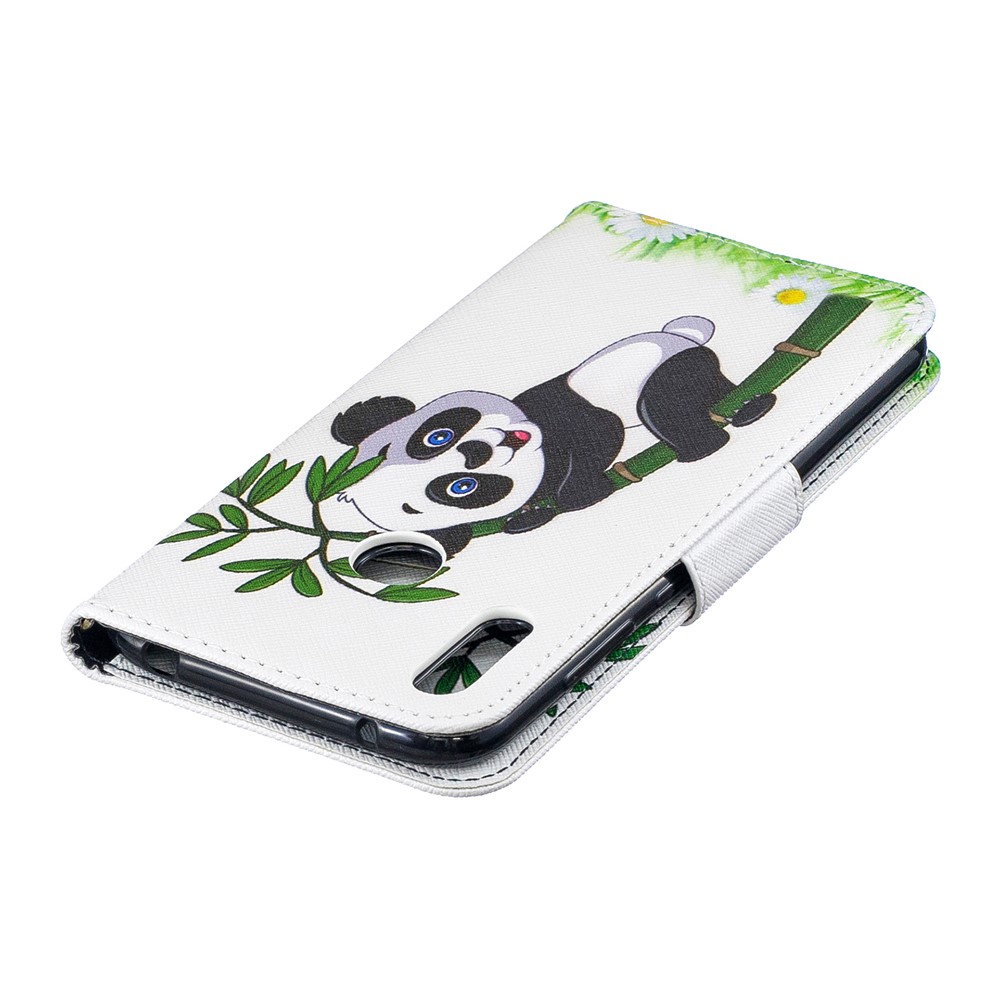 Padrão Printing Leather Wallet Case Para Huawei Y7 (2019) - Padrão Panda-8