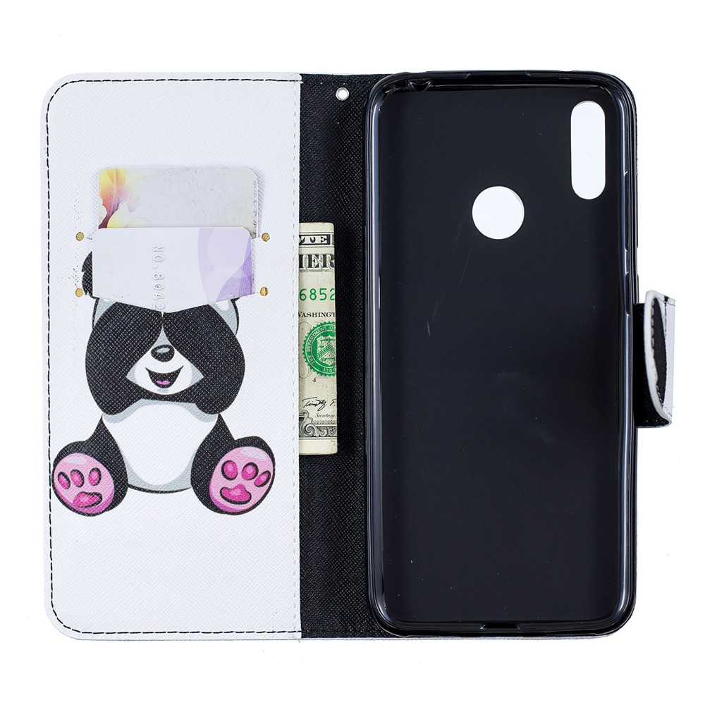 Pattern Printing Leather Wallet Case for Huawei Y7 (2019) - Cute Panda-4