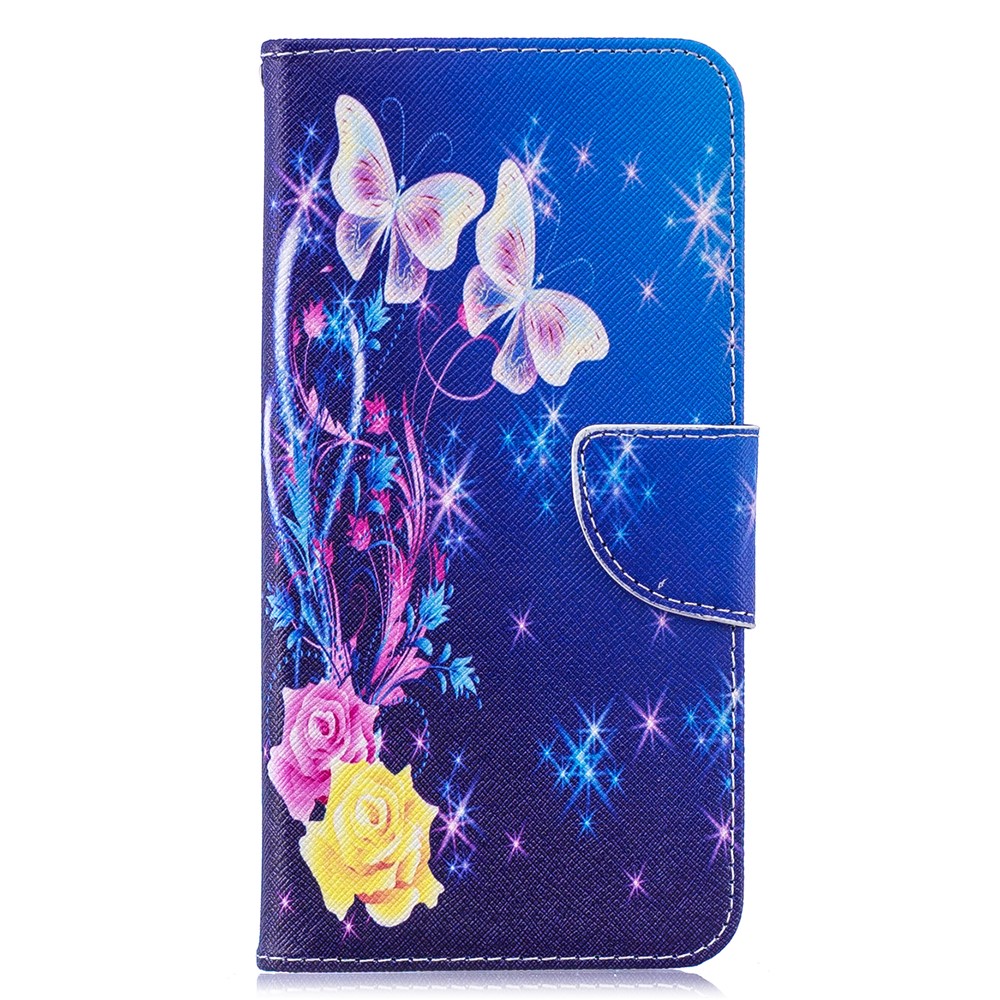 Pattern Printing Leather Wallet Case for Huawei Y7 (2019) - Elegant Butterflies-2